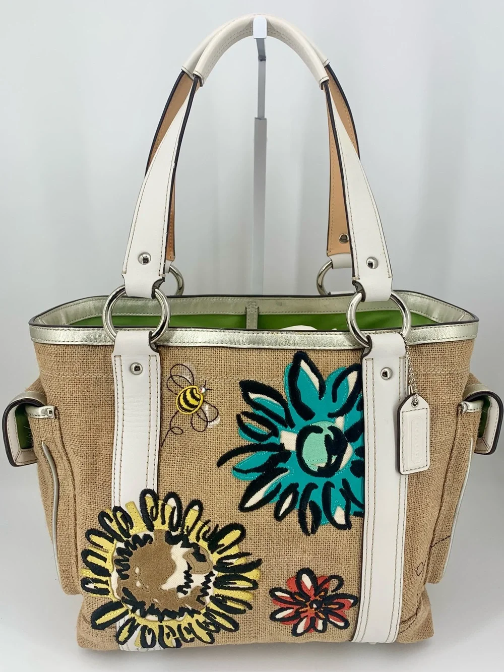 Coach Vintage Limited Edition Raffia Bumble Bee Shoulder Tote Bag